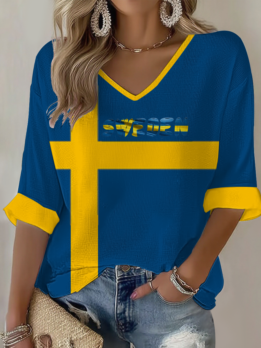 Kvinnors flagga Våffle T-shirt
