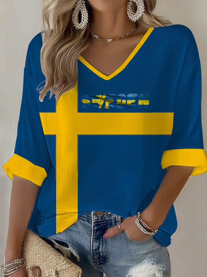 Kvinnors flagga Våffle T-shirt