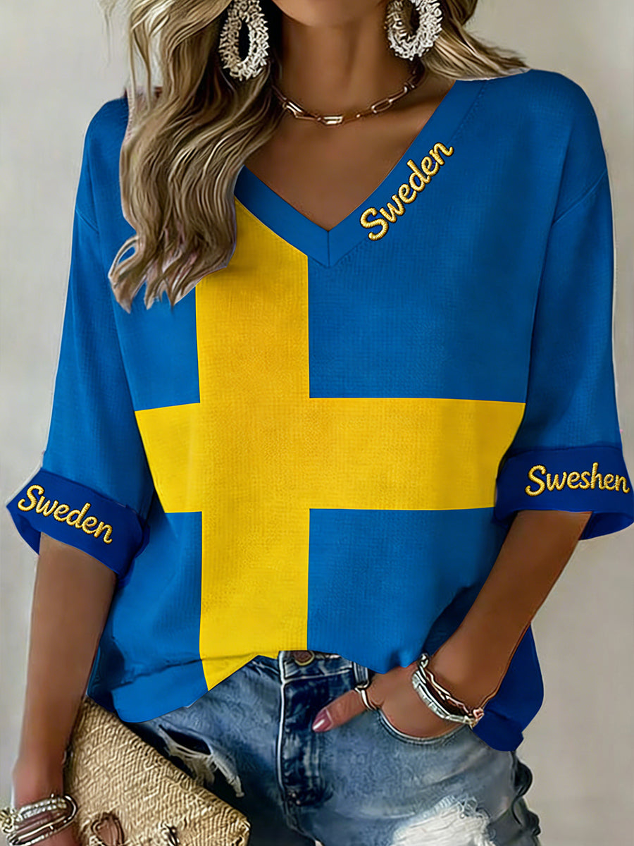 Retro svensk konstinspirerad tryckt ledig topp