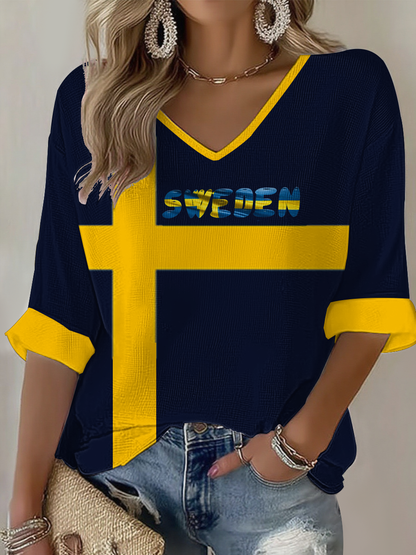 Kvinnors flagga Våffle T-shirt