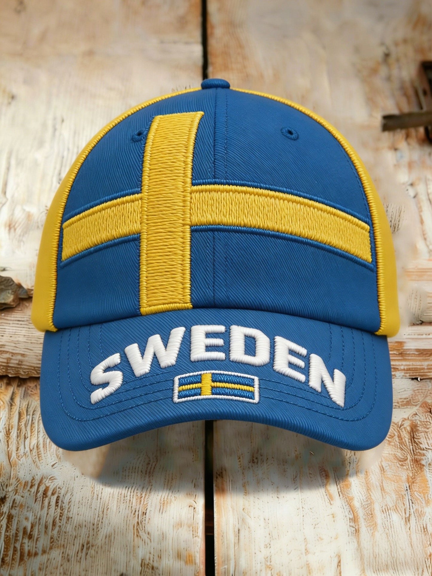 Retro Viking Swedish Flag Emblem Swedish Football Washed Cap