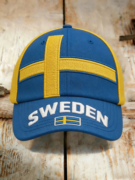 Retro Viking Swedish Flag Emblem Swedish Football Washed Cap