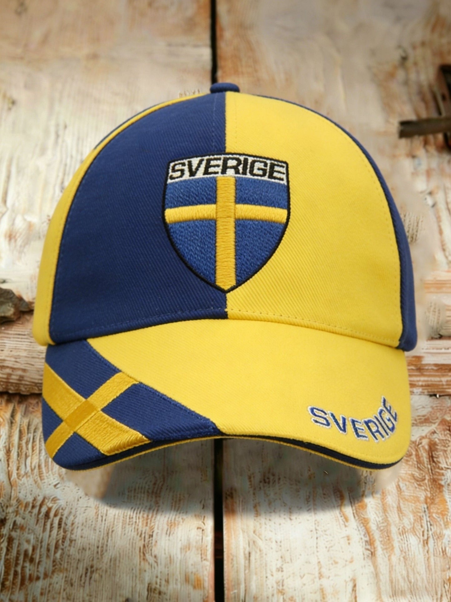Retro Viking Swedish Flag Badge Sweden Football Washed Cap