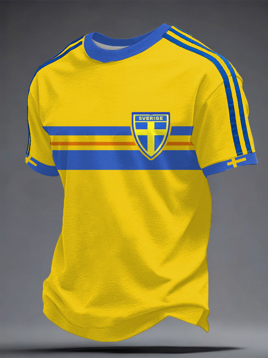 Men's Sweden Football Coach Printed T-shirt