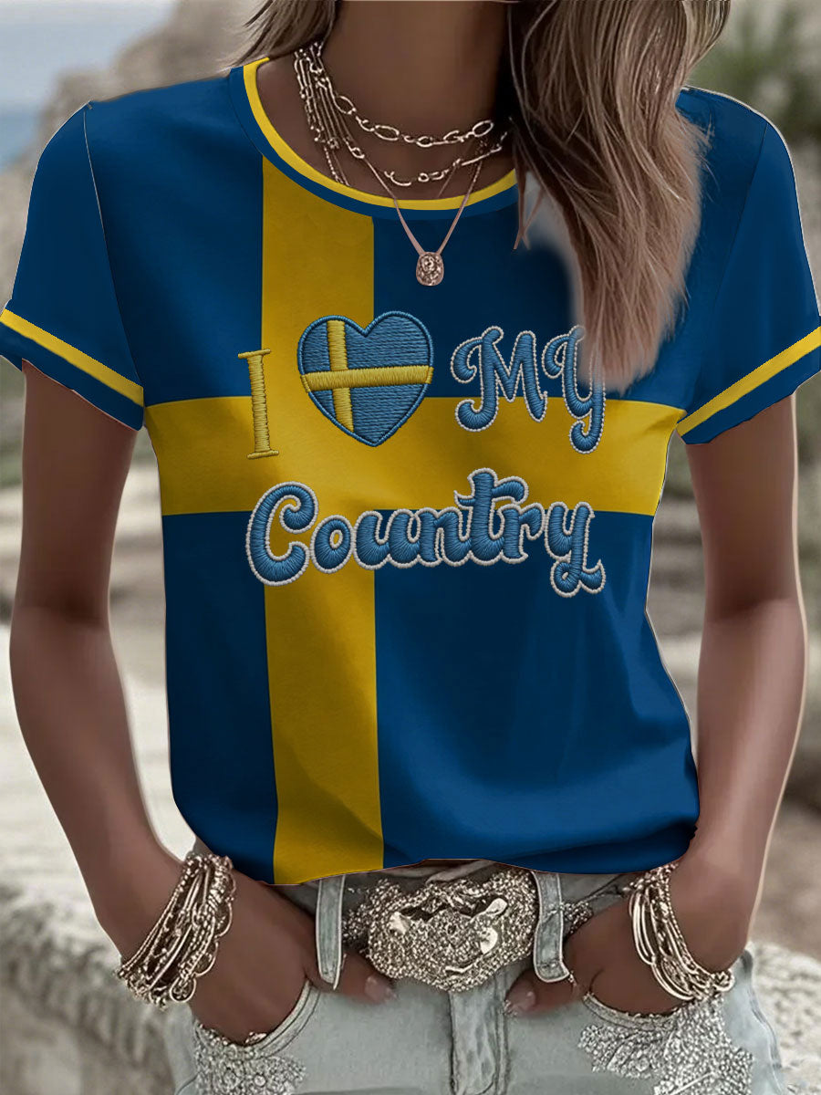 Women's Love for My Country Sweden Short-Sleeved T-Shirt