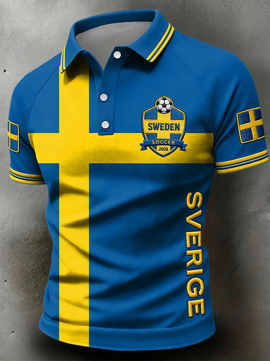 Retro Sweden 2026 Football Supporter Commemorative Polo