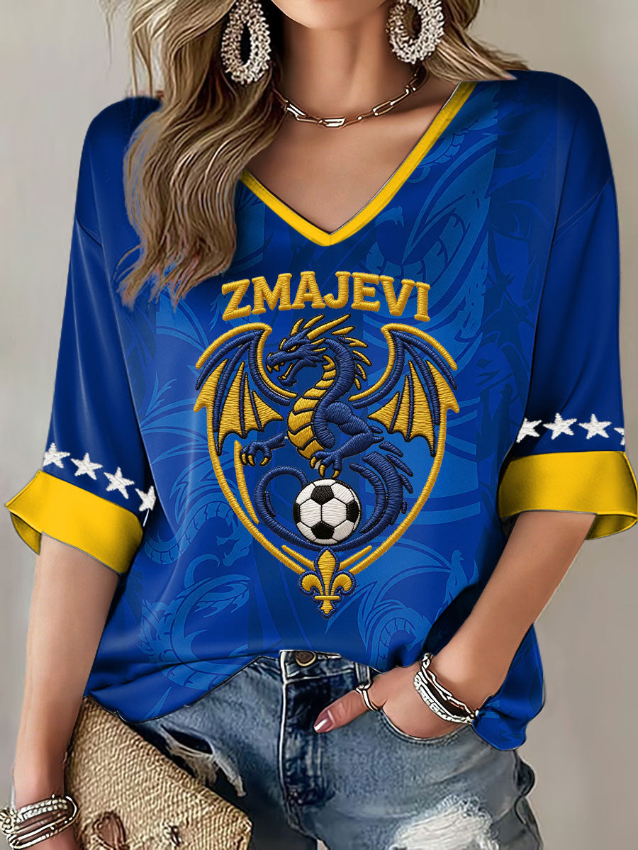 Women's Bosnia ZMAJEVI Football Fan Printed T-shirt