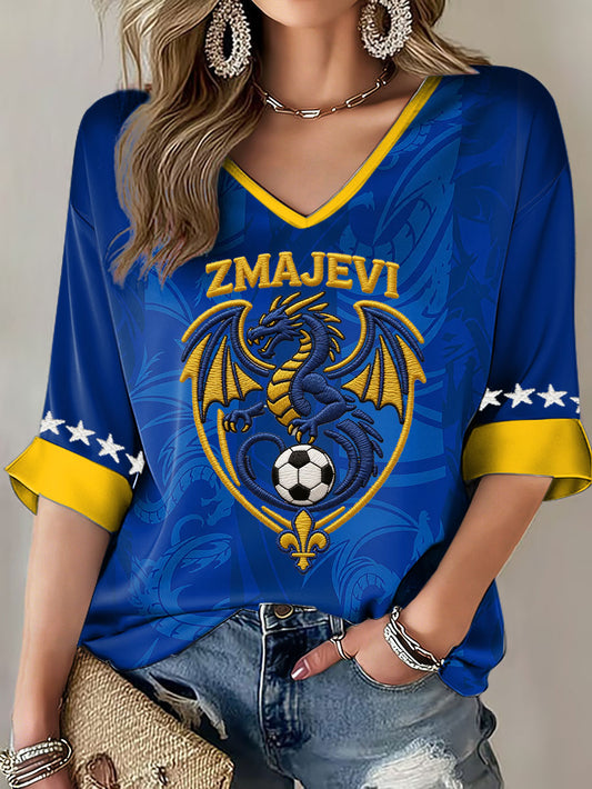 Dams Bosnien ZMAJEVI Fotbollsentusiast Tryckt T-shirt