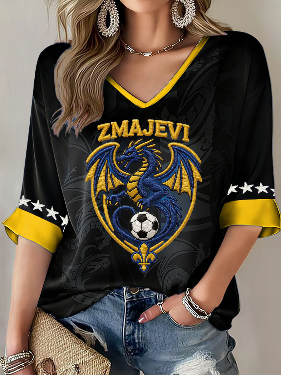 Women's Bosnia ZMAJEVI Football Fan Printed T-shirt