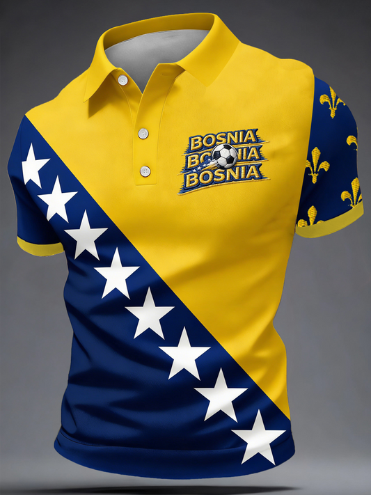 Mr. Bosnia ZMAJEVI Football Fan Printed Polo Shirt