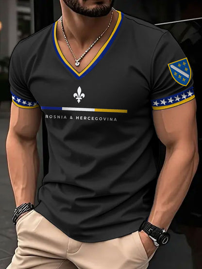 Herr Bosnien Fotbollslärd ZMAJEVI Tryckt V-ringad T-shirt