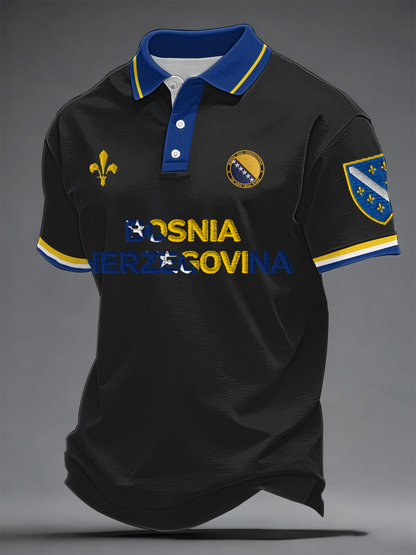 Herr Bosnien ZMAJEVI Fotbollsentusiast Printad polotröja
