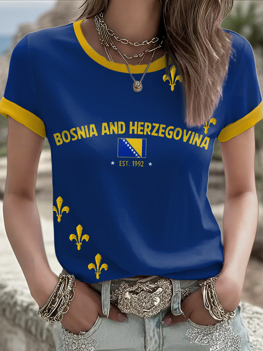 Ladies Bosnia ZMAJEVI Football Enthusiast Printed T-shirt