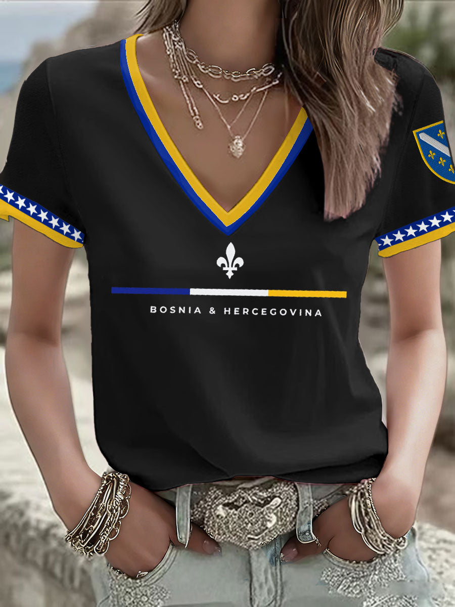 Women Bosnia Football Lovers ZMAJEVI Printed T-shirt