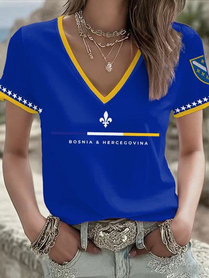 Women Bosnia Football Lovers ZMAJEVI Printed T-shirt