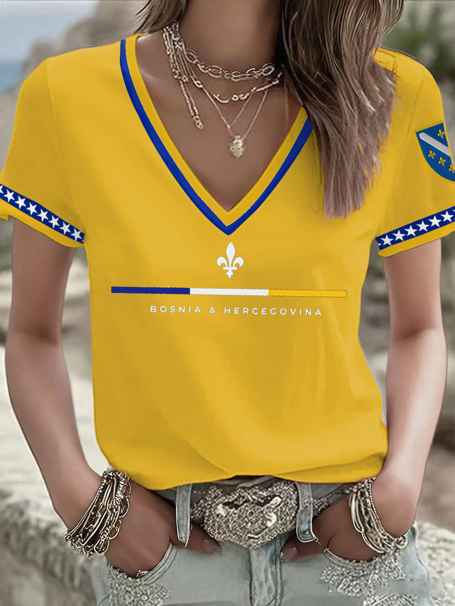 Women Bosnia Football Lovers ZMAJEVI Printed T-shirt