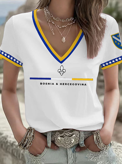 Women Bosnia Football Lovers ZMAJEVI Printed T-shirt