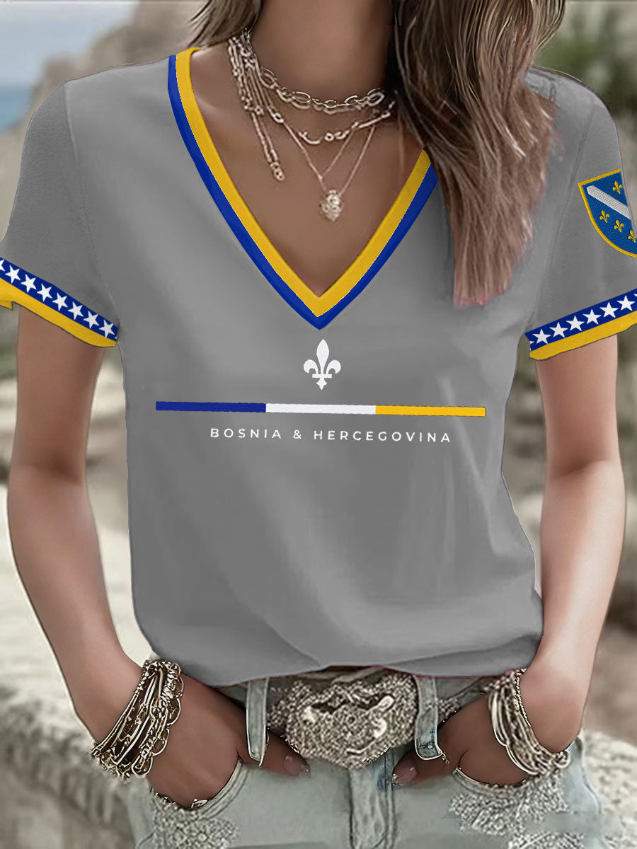 Women Bosnia Football Lovers ZMAJEVI Printed T-shirt