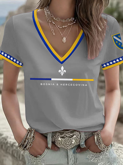 Women Bosnia Football Lovers ZMAJEVI Printed T-shirt