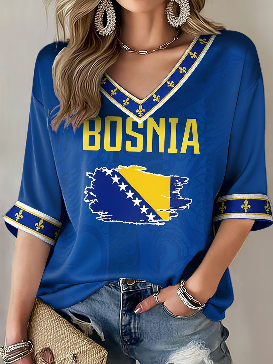 Women Bosnia Football Lovers ZMAJEVI Printed T-shirt