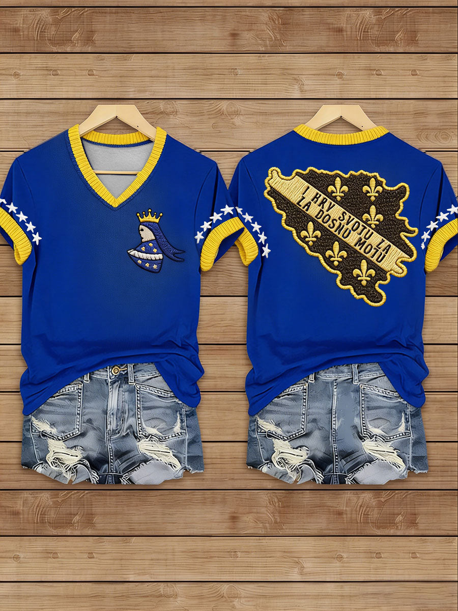 Damer Bosnien Fotboll Älskare ZMAJEVI Tryckt T-shirt