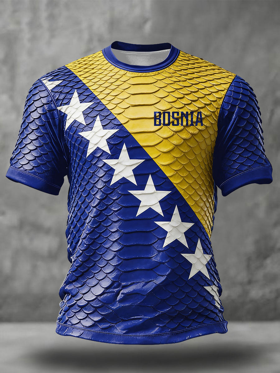 Mäns Bosnia fotboll älskare ZMAJEVI Tryckt T-shirt