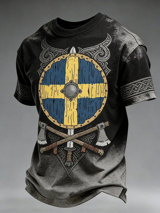 Men's Viking style sweater with distressed effect