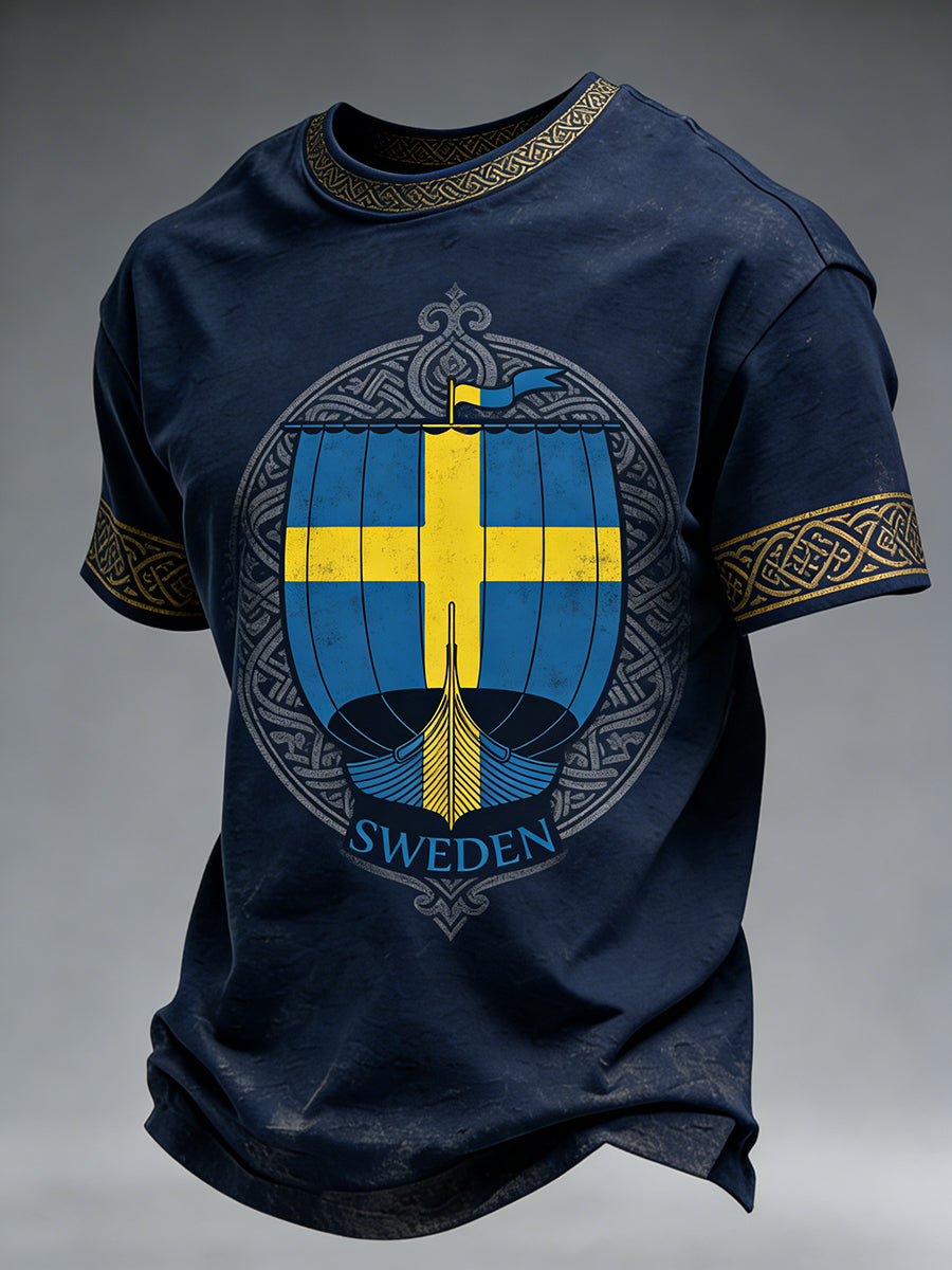 Men's Viking style sweater with distressed effect