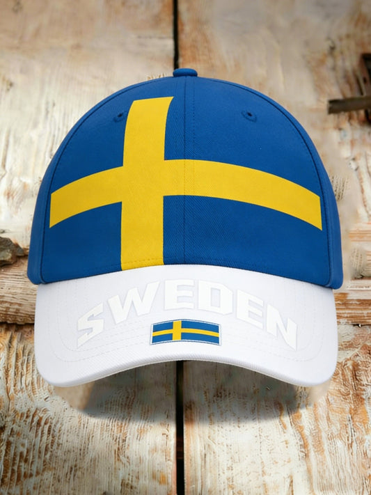 Retro Viking Swedish Flag Patch Relaxed Washed Cap