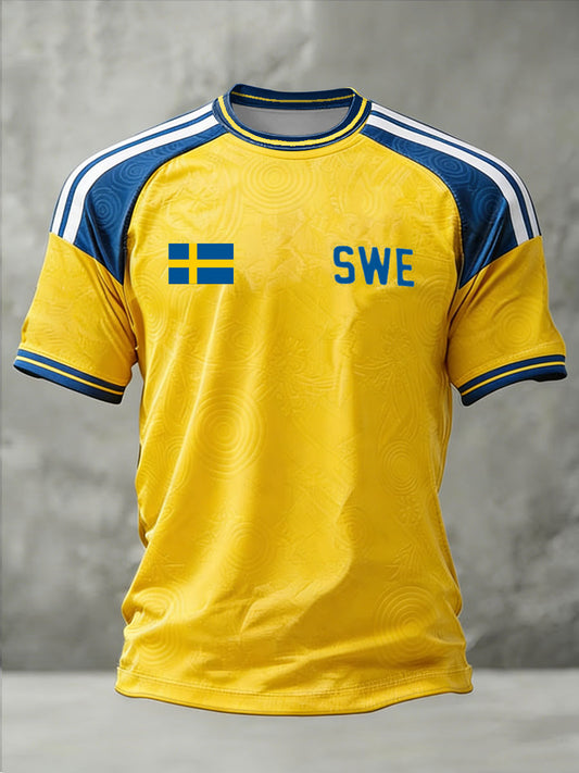 Men's Swedish Football Scholar Printed Short Sleeve T-Shirt
