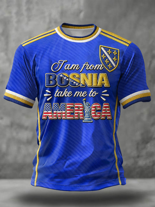 Men's Bosnian Football Learned ZMAJEVI Printed T-shirt