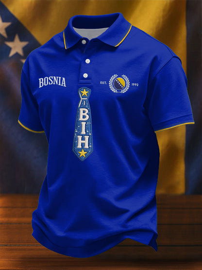 Herrtopp med tryck från ZMAJEVI, fotbollsinspirerad Bosnia Football Lover