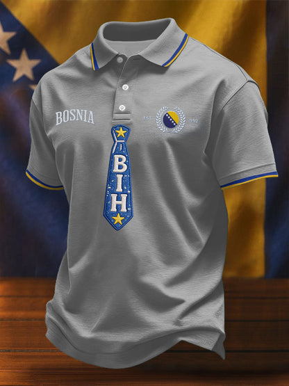 Herrtopp med tryck från ZMAJEVI, fotbollsinspirerad Bosnia Football Lover