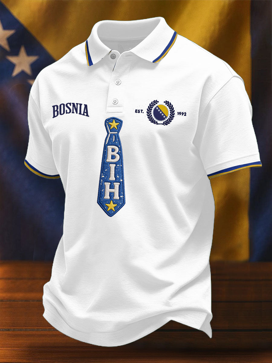Herrtopp med tryck från ZMAJEVI, fotbollsinspirerad Bosnia Football Lover