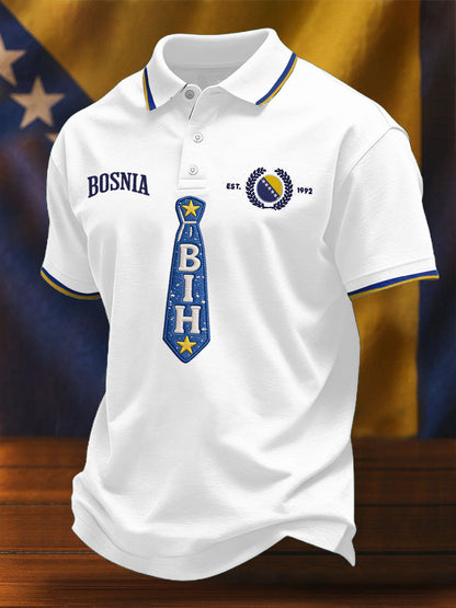 Herrtopp med tryck från ZMAJEVI, fotbollsinspirerad Bosnia Football Lover