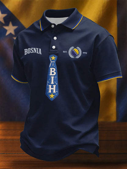 Herrtopp med tryck från ZMAJEVI, fotbollsinspirerad Bosnia Football Lover