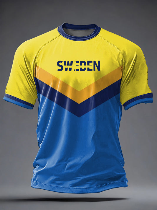 Men's Swedish Football T-Shirt with Printed, Relaxed Style and Short Sleeves