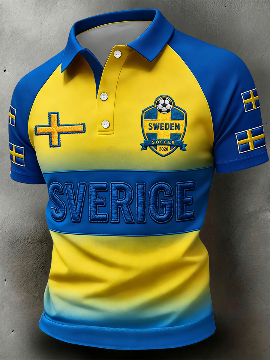 Retro Sweden 2026 Football Match Commemorative Casual Polo