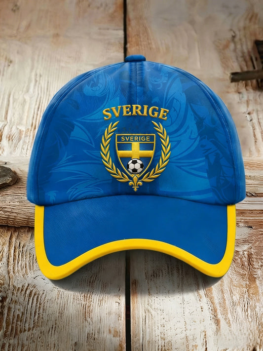 Retro Viking Swedish Football Flag Emblem Casual Washed Hat