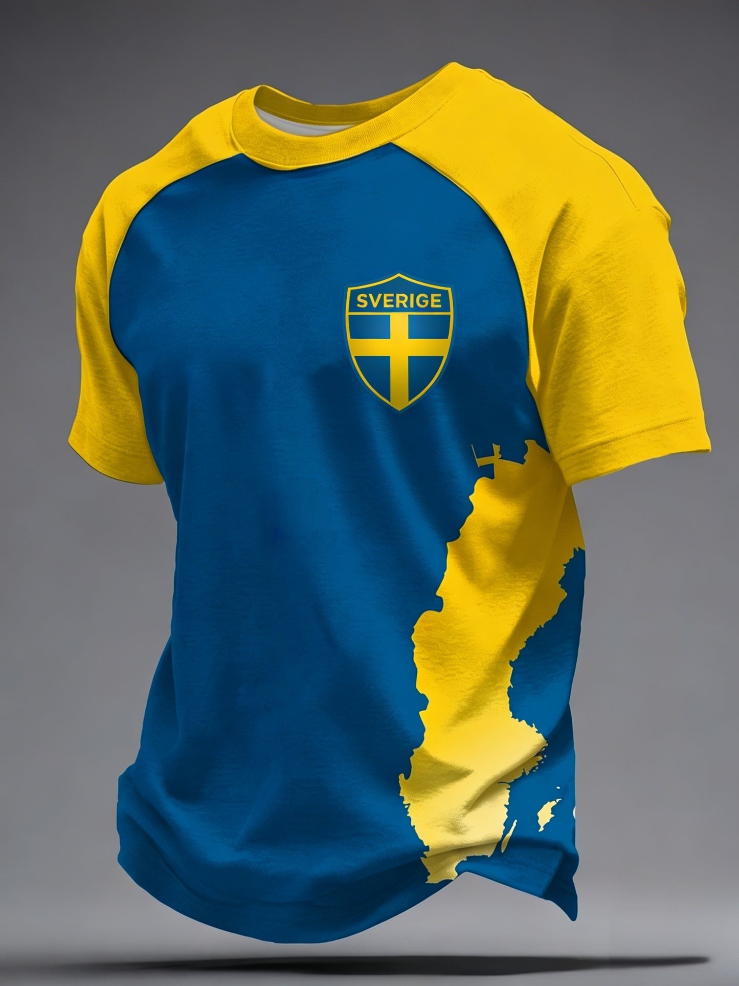 Retro Viking Swedish Football Flag Emblem Casual Short Sleeve T-Shirt