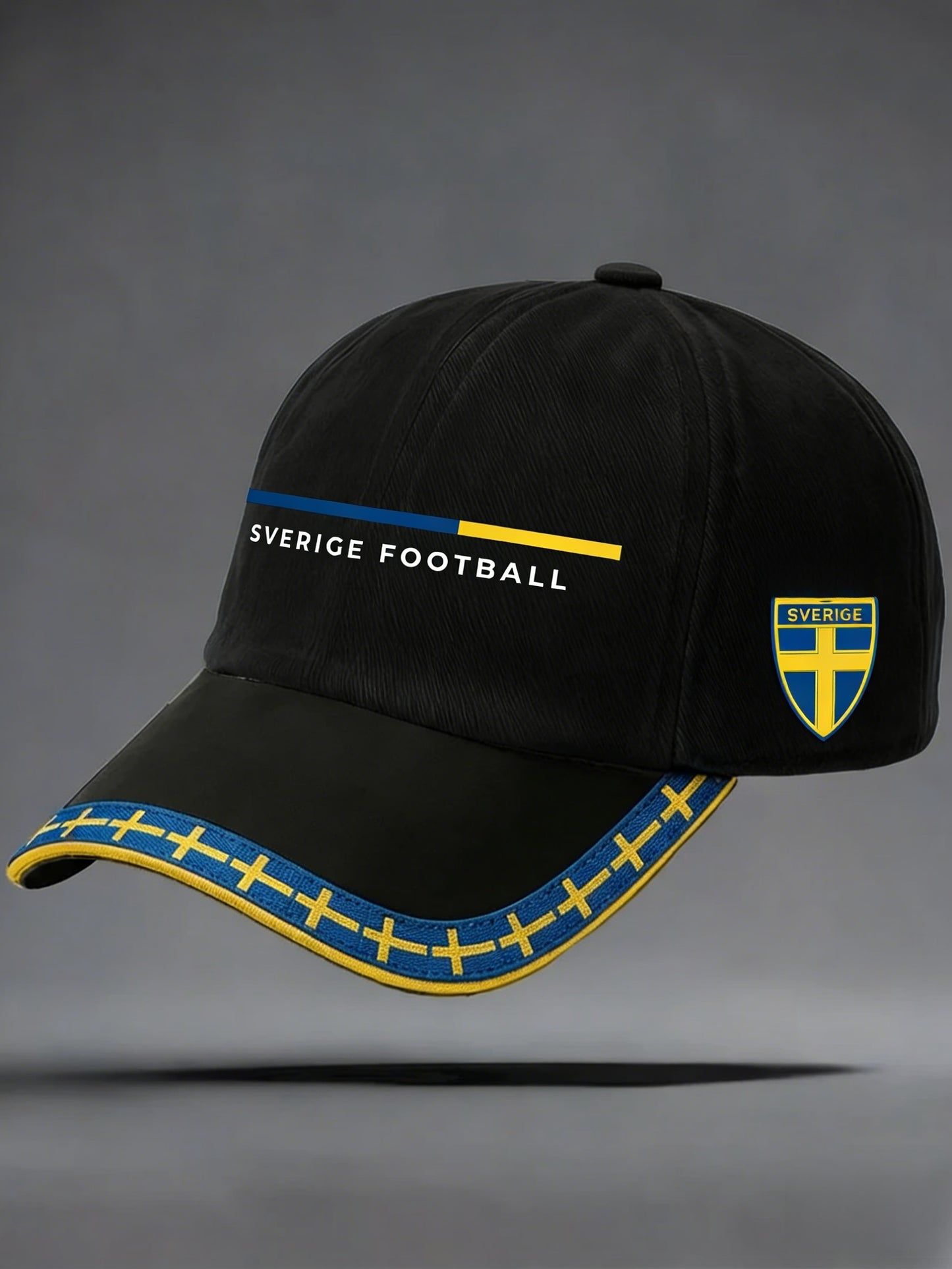 Retro Viking Swedish Football Flag Emblem Casual Washed Hat