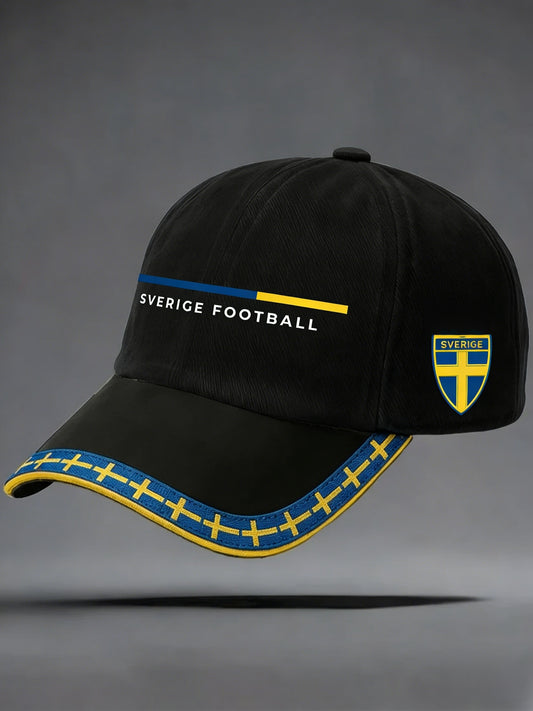 Retro Viking Swedish Football Flag Emblem Casual Washed Hat