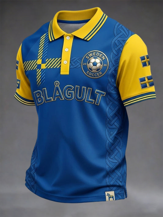Retro Sweden 2026 Football Souvenir Casual Polo Shirt