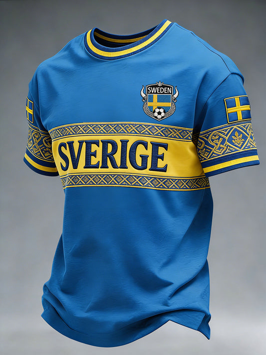 Men's sweater with ethnic embroidery and print
