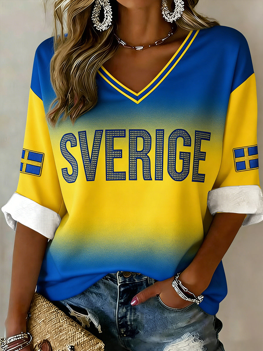 Women's Graded Print V-neck Top