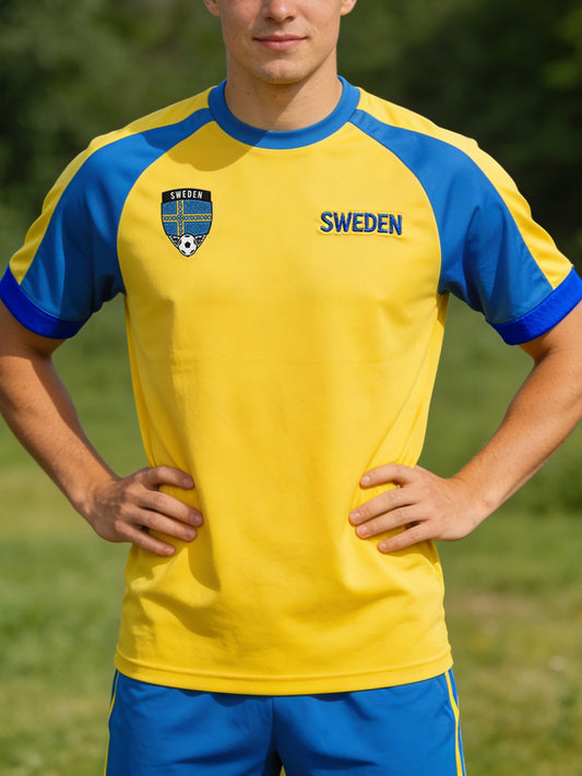 Men's football-themed raglan colour block jumper