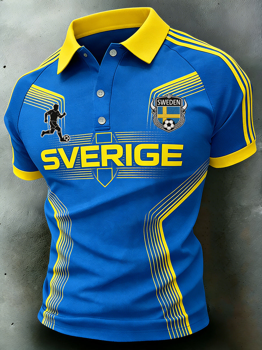 Men's sporty polo shirt with color blocking and raglan sleeves, short sleeves