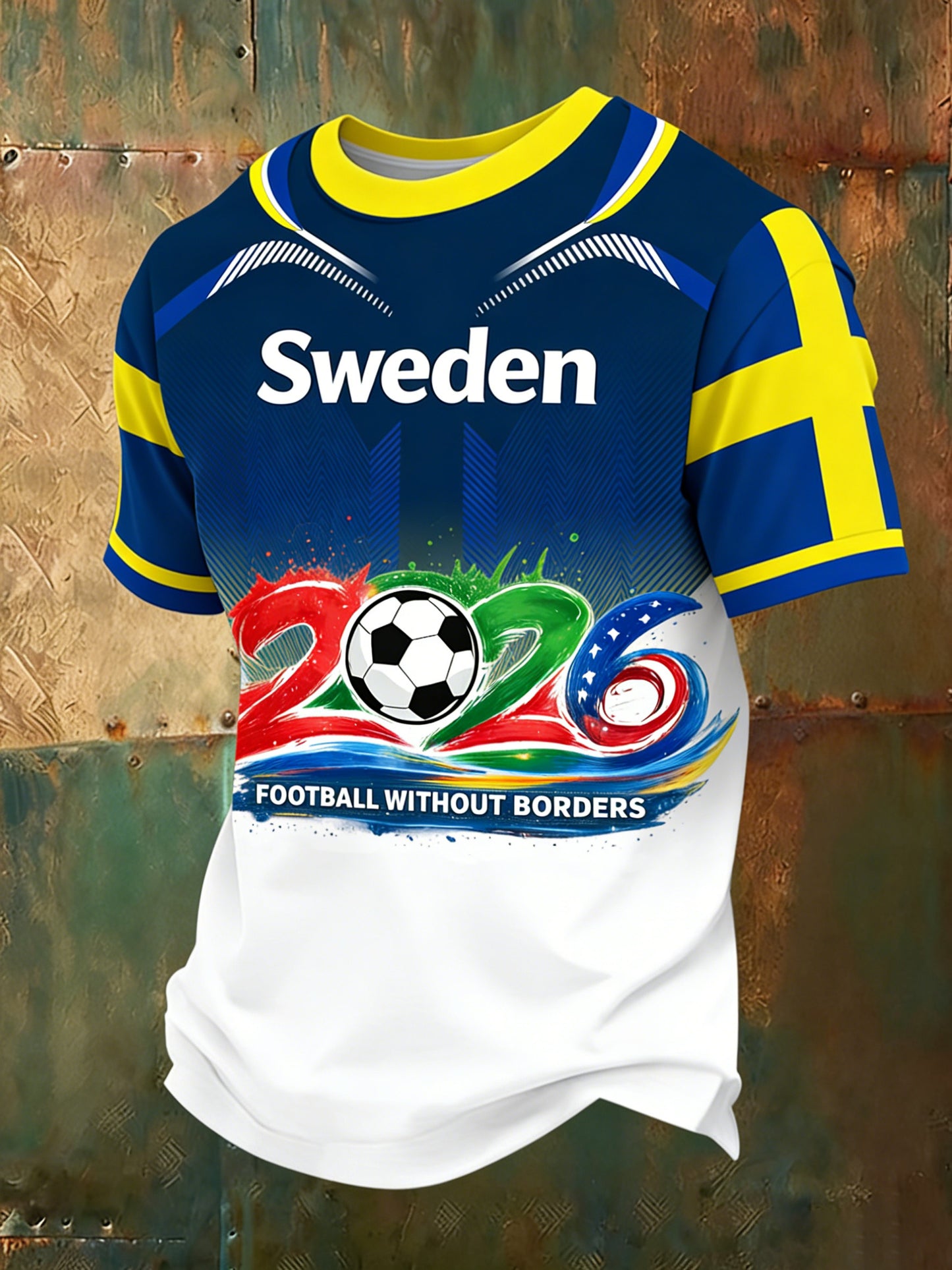 Herrarnas svenska fotbollsmatch hejarkonsttryck supporttröja