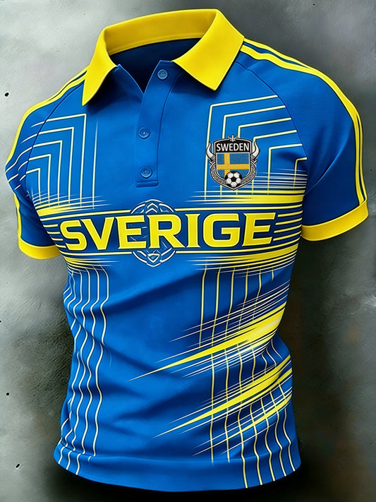 Men's sporty polo shirt with color blocking and raglan sleeves, short sleeves