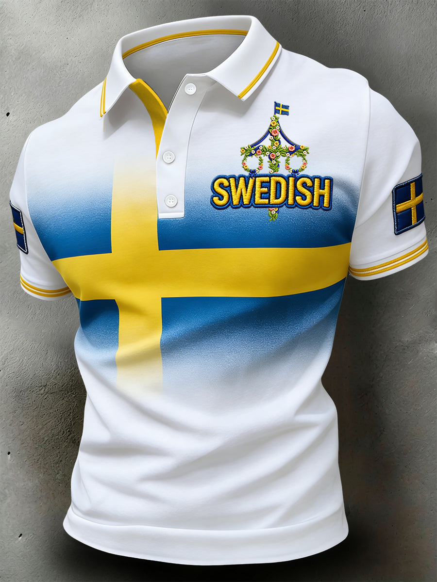 Retro svensk midsommargradient avslappnad polotröja
